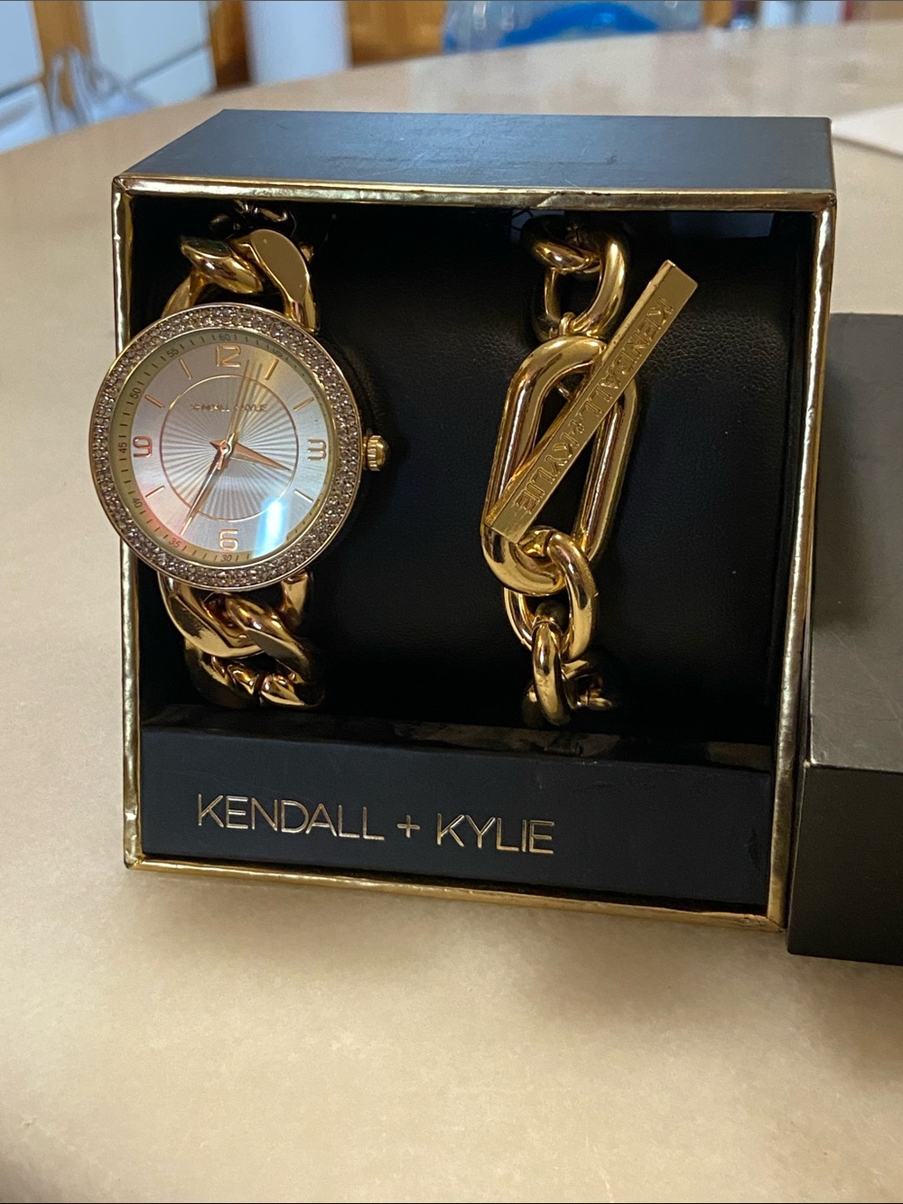 Kendall & Kylie Gold-Tone Chain Watch and Bracelet Set